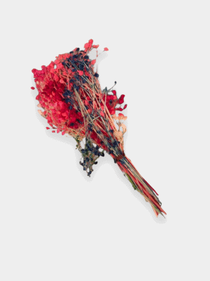 Bundle of dry pink and red dried flowers tied with string for resin art and jewelry making